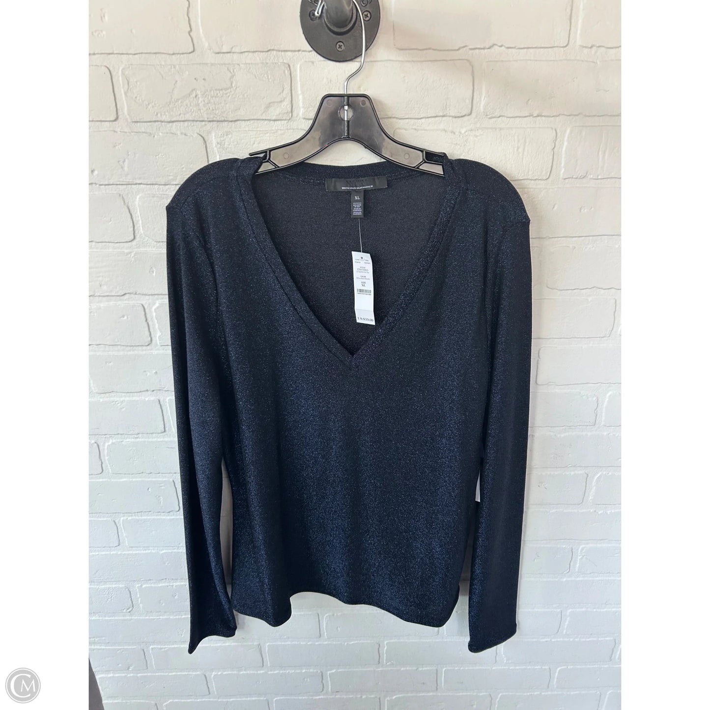 Top Long Sleeve By White House Black Market In Black & Blue, Size: Xl