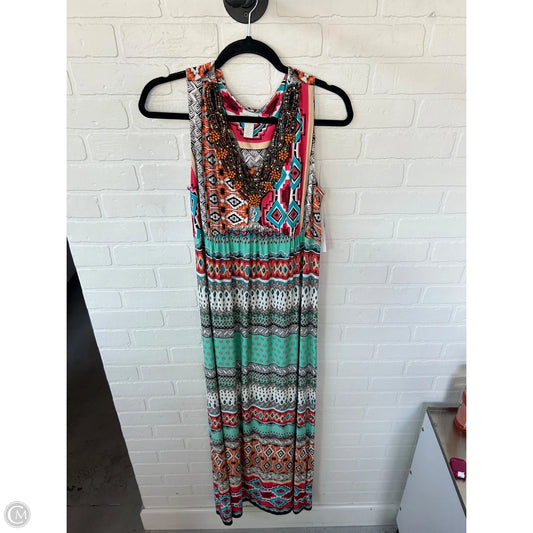 Dress Casual Maxi By Chicos In Black & Pink, Size: L