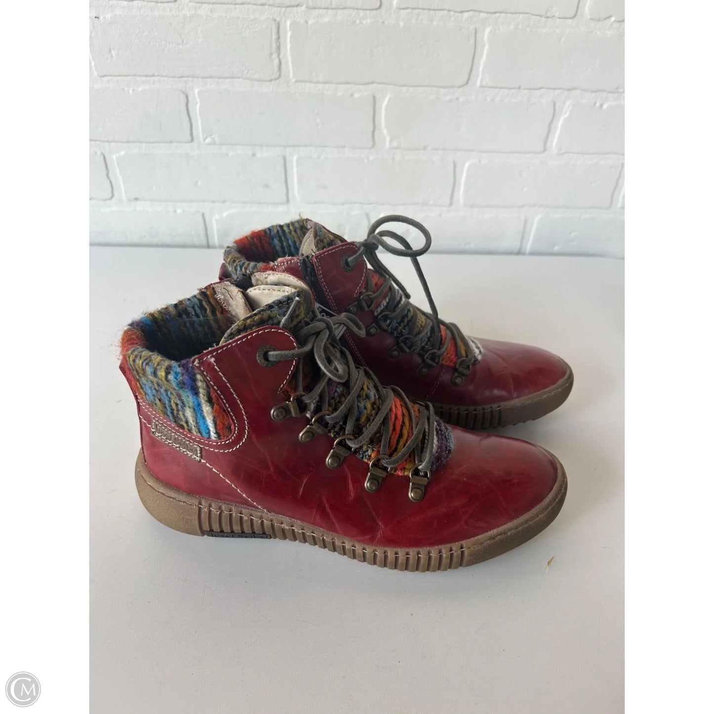 Boots Ankle Flats By Josef Seibel In Red & Tan, Size: 8.5