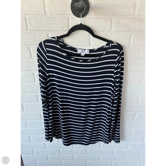 Top Long Sleeve Basic By Clothes Mentor In Blue & White, Size: L