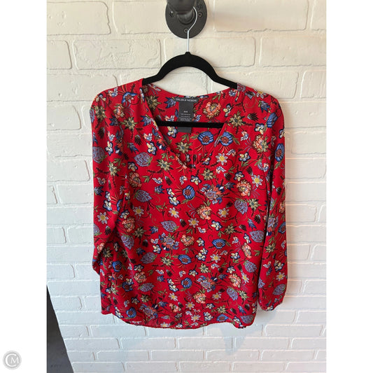 Top Long Sleeve By Chelsea And Theodore In Red & Yellow, Size: M