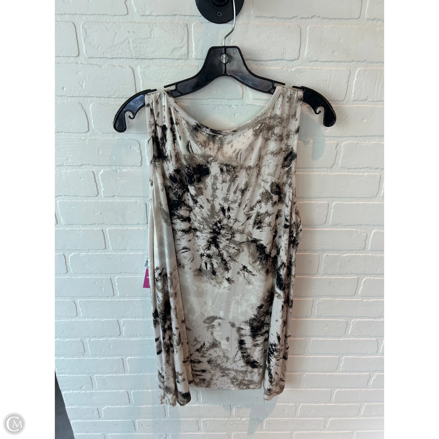 Top Sleeveless Basic By Logo In Brown & Cream, Size: Xl