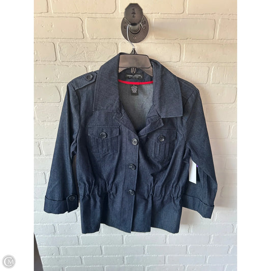 Jacket Denim By Larry Levine In Blue Denim, Size: L