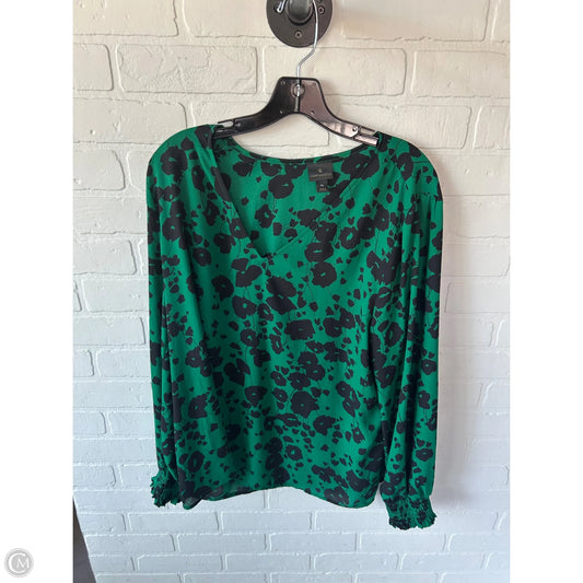 Top Long Sleeve By Worthington In Black & Green, Size: Xl