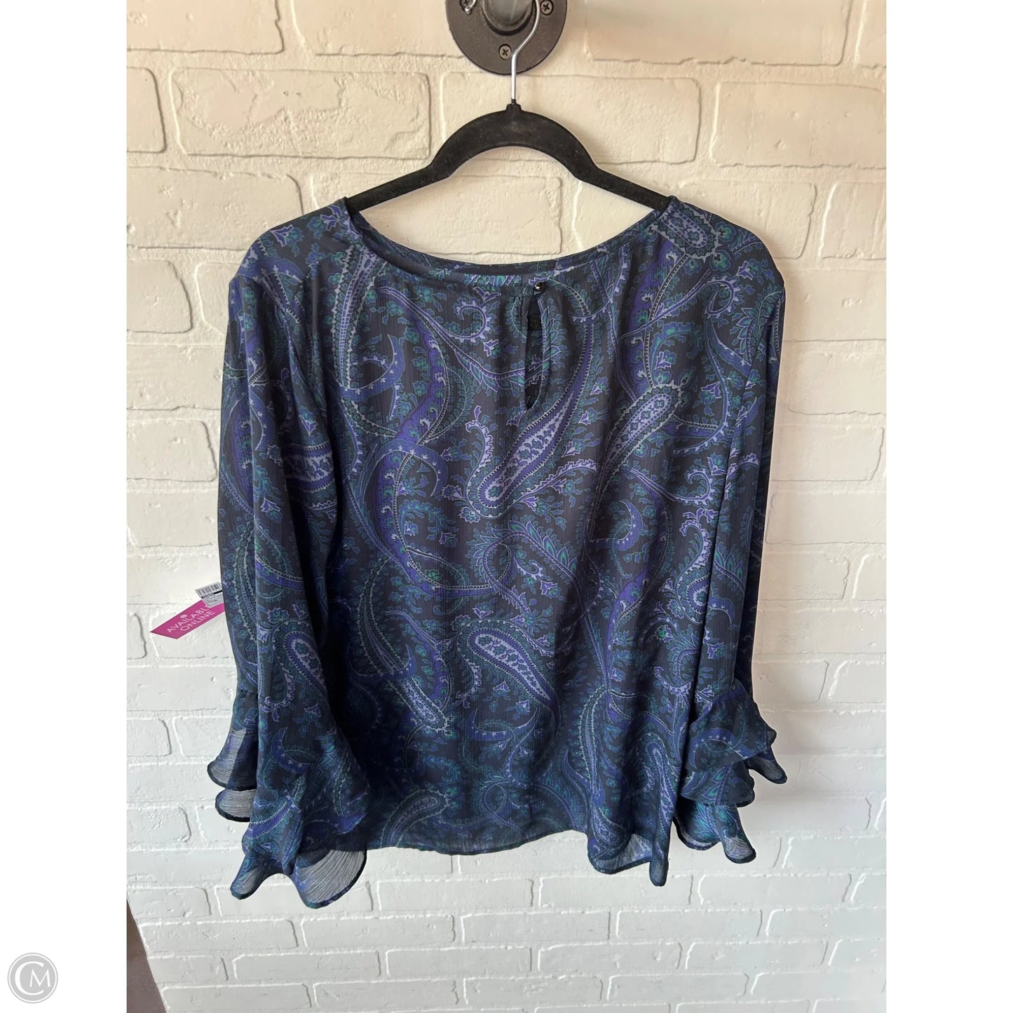 Top Long Sleeve By Chaps In Blue & Green, Size: Xl