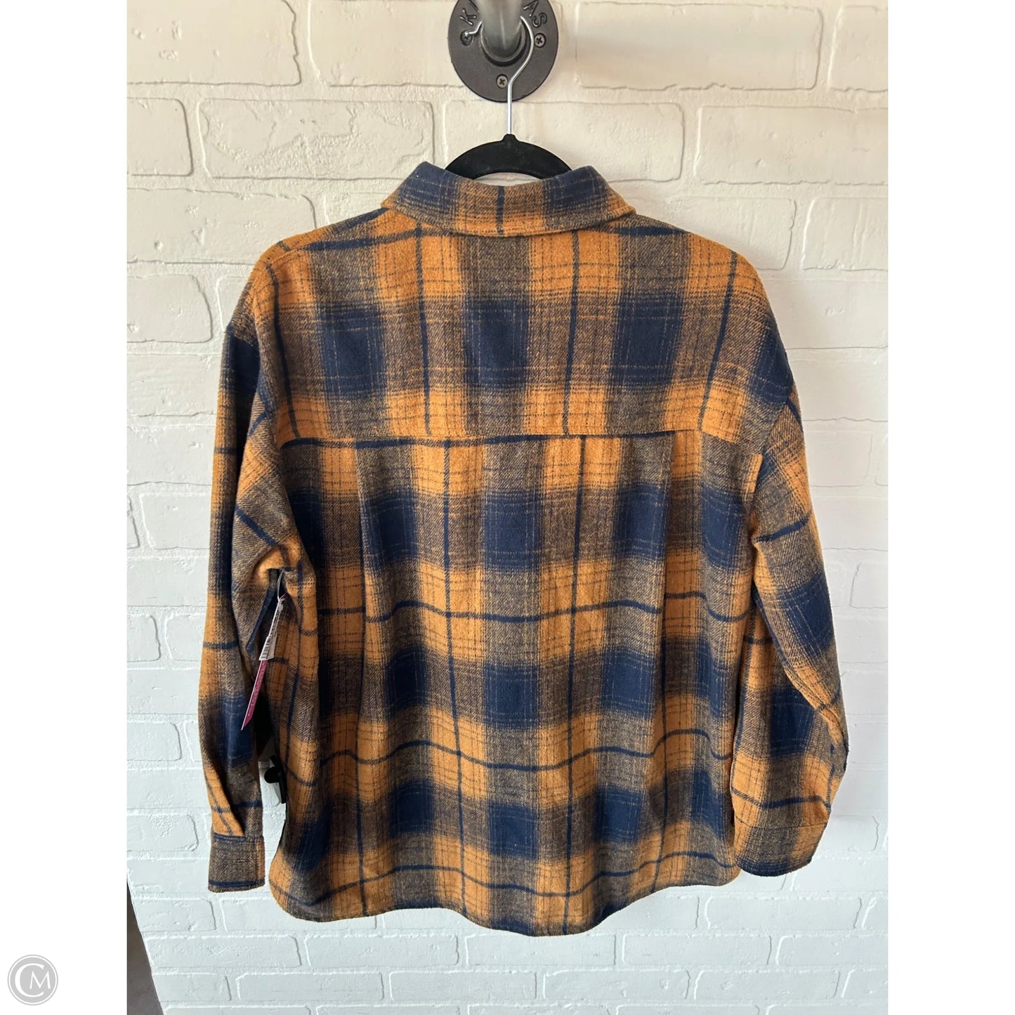 Jacket Shirt By Clothes Mentor In Blue & Orange, Size: L