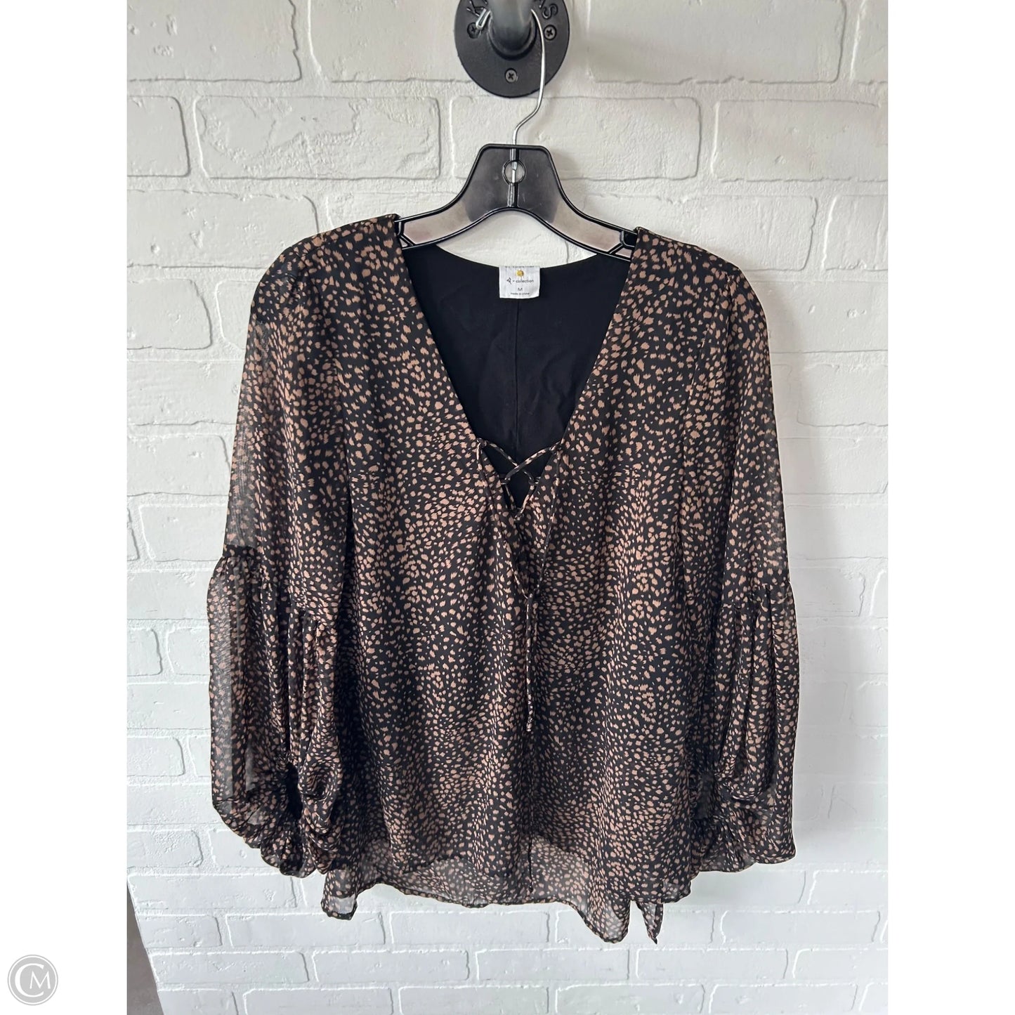 Top Long Sleeve By By Together In Black & Brown, Size: M