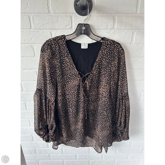 Top Long Sleeve By By Together In Black & Brown, Size: M