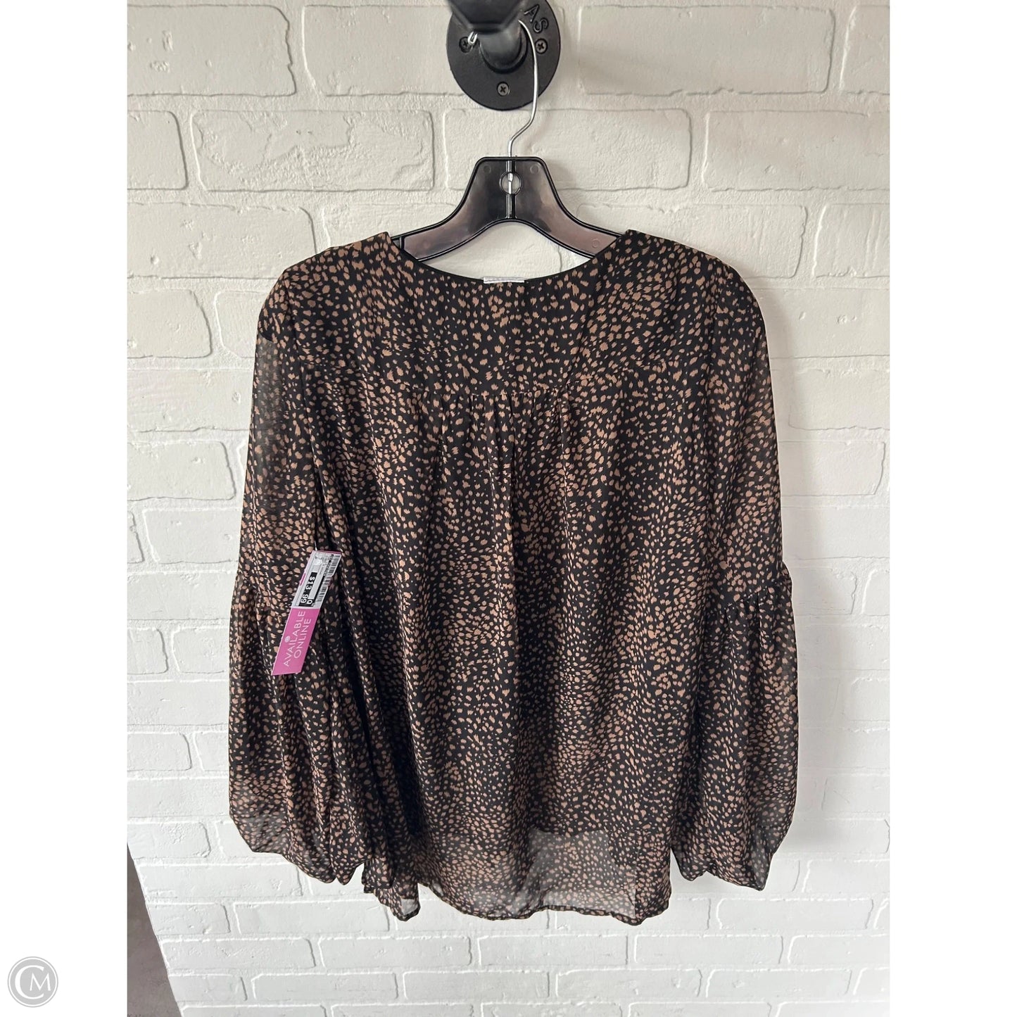 Top Long Sleeve By By Together In Black & Brown, Size: M