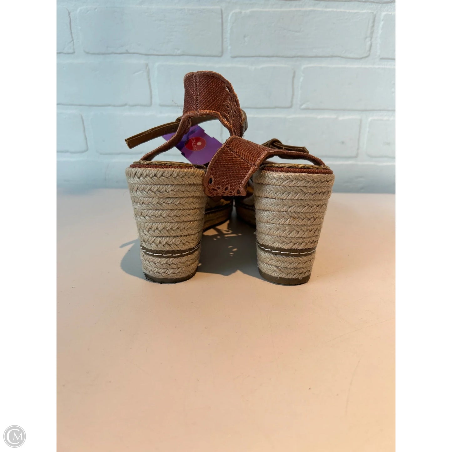 Sandals Heels Block By Crown Vintage In Red & Tan, Size: 6