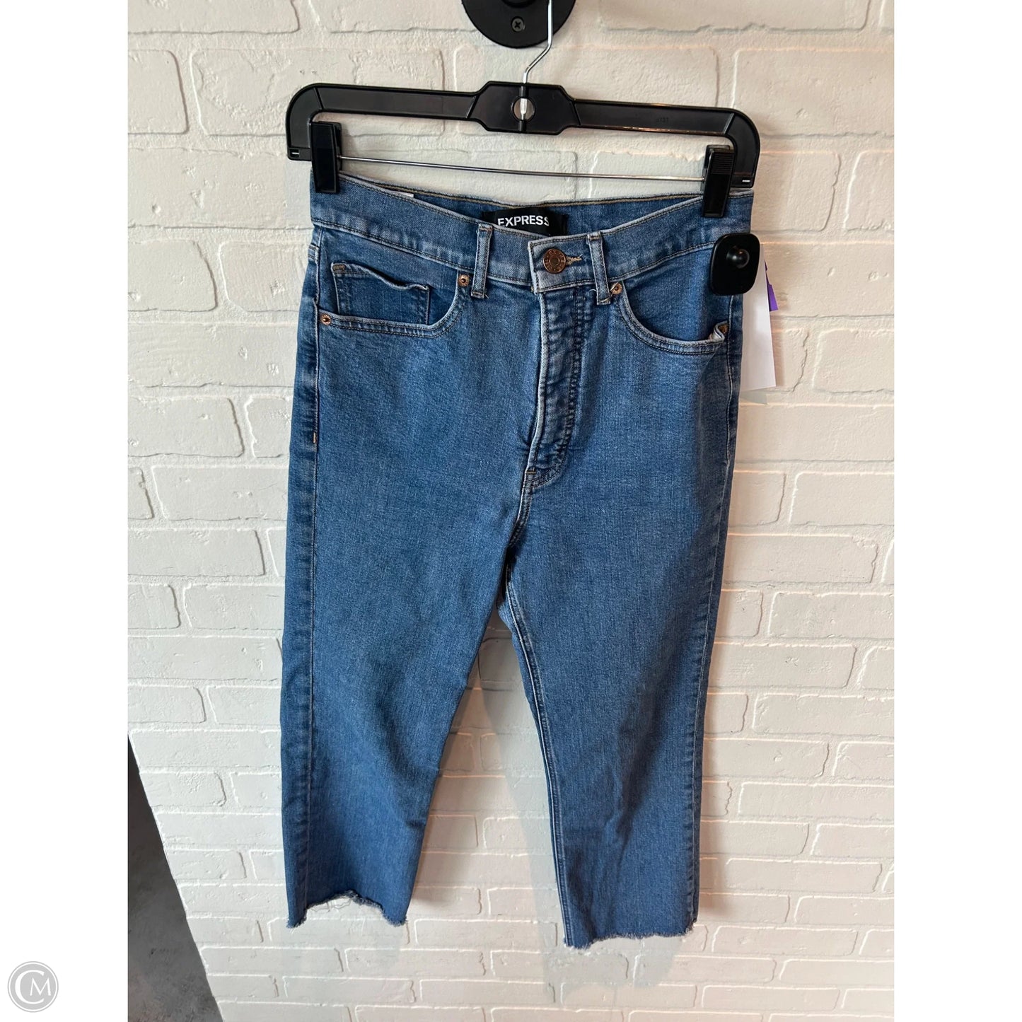 Jeans Straight By Express In Blue Denim, Size: 4