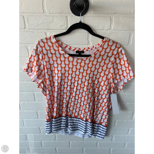 Top Short Sleeve By Talbots In Orange & White, Size: L