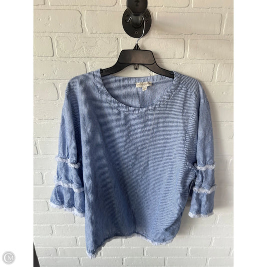 Top Long Sleeve By Cynthia Rowley In Blue & White, Size: 2x