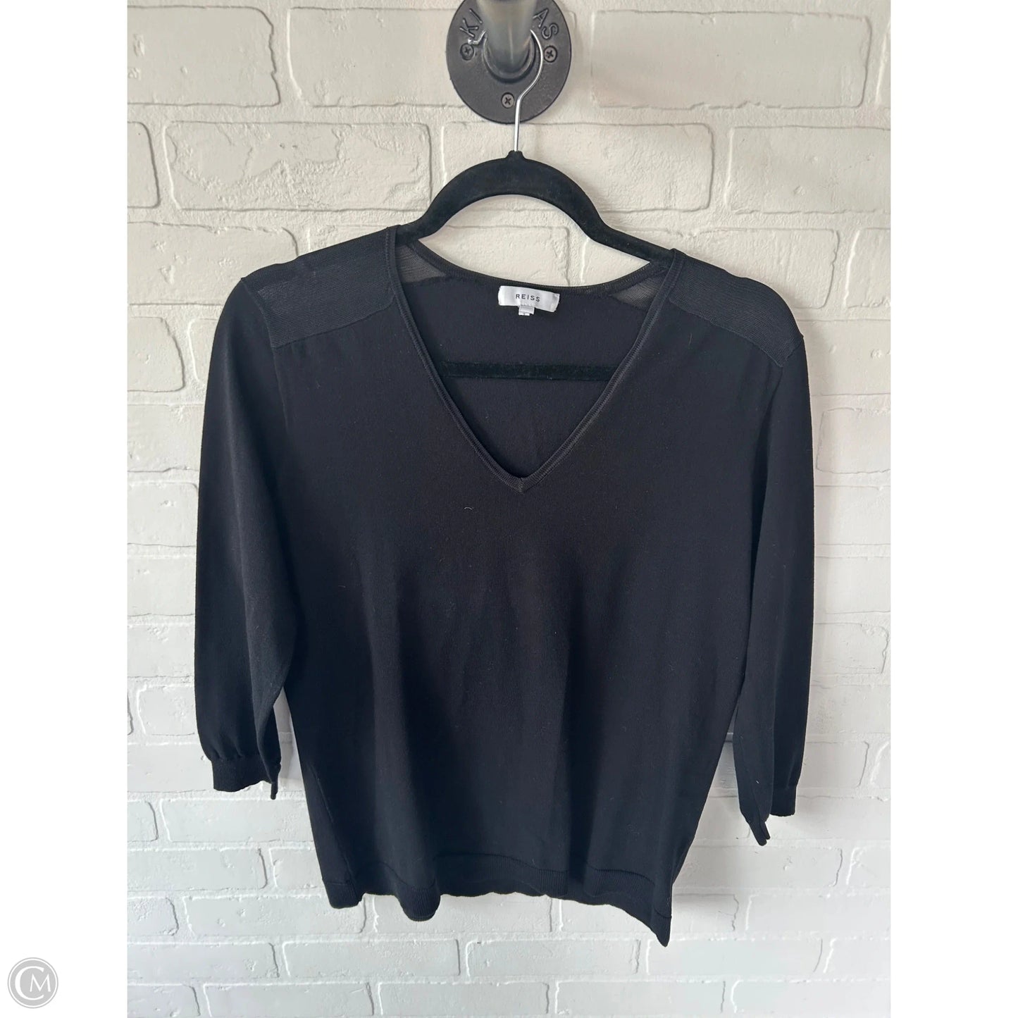 Top 3/4 Sleeve Basic By Reiss In Black, Size: M