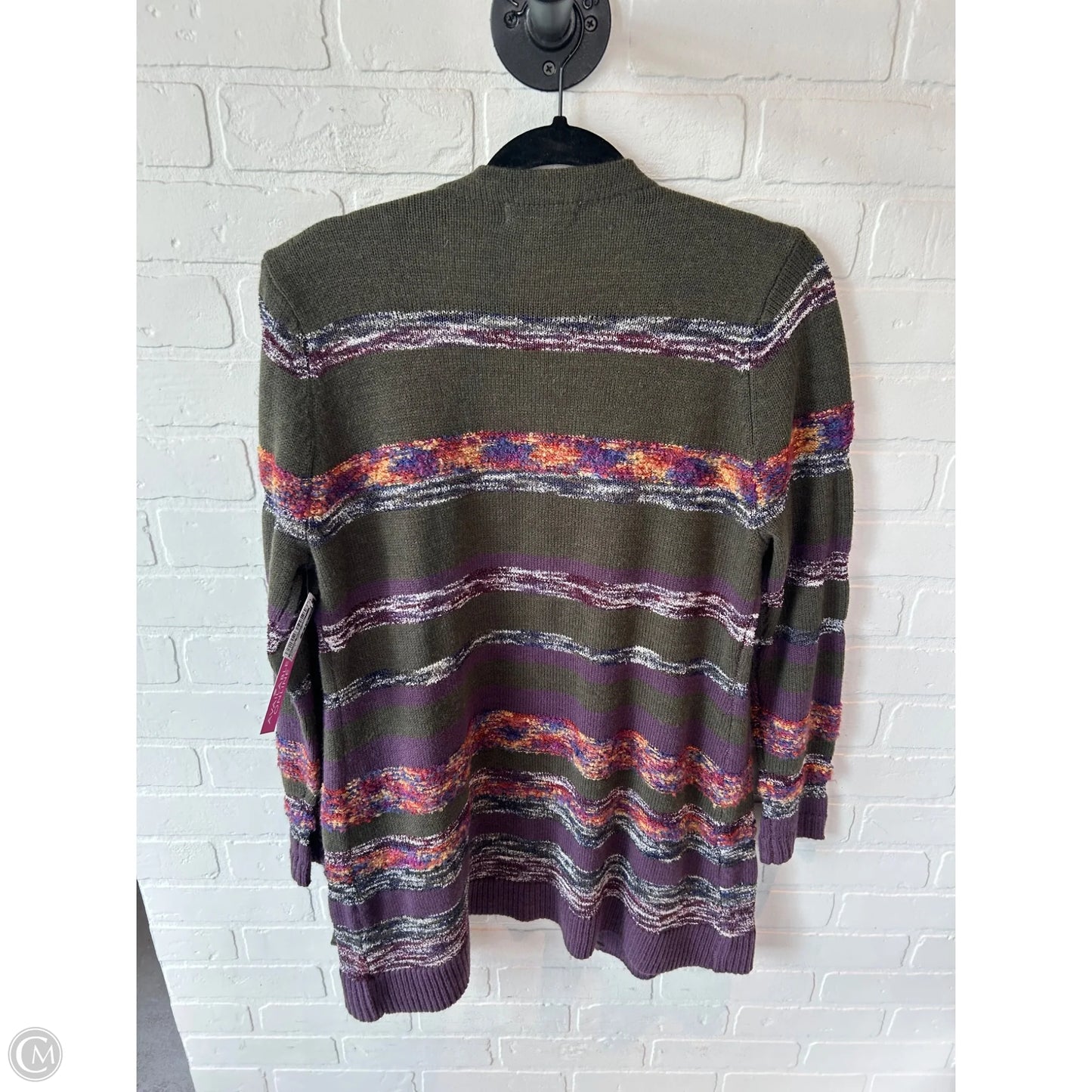 Sweater Cardigan By Natural Reflections In Green & Purple, Size: M