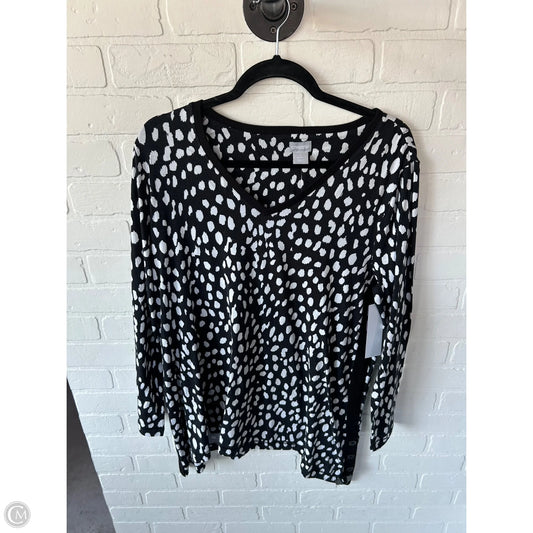 Tunic Long Sleeve By Chicos In Black & White, Size: L
