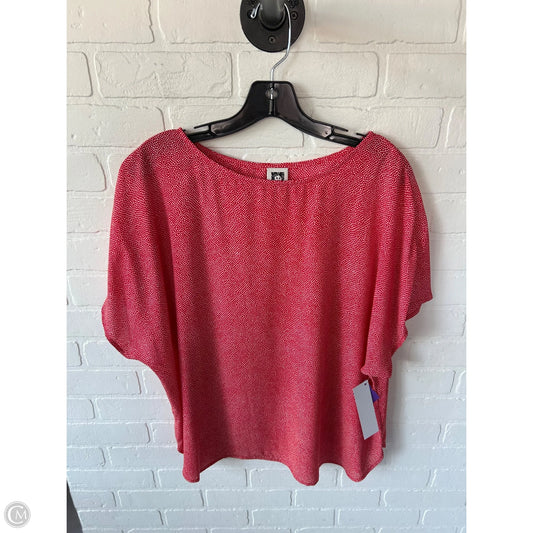 Top Short Sleeve Basic By Anne Klein In Red & White, Size: 1x