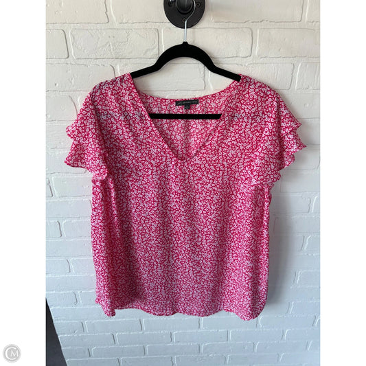 Top Short Sleeve By Adrianna Papell In Pink & White, Size: 1x