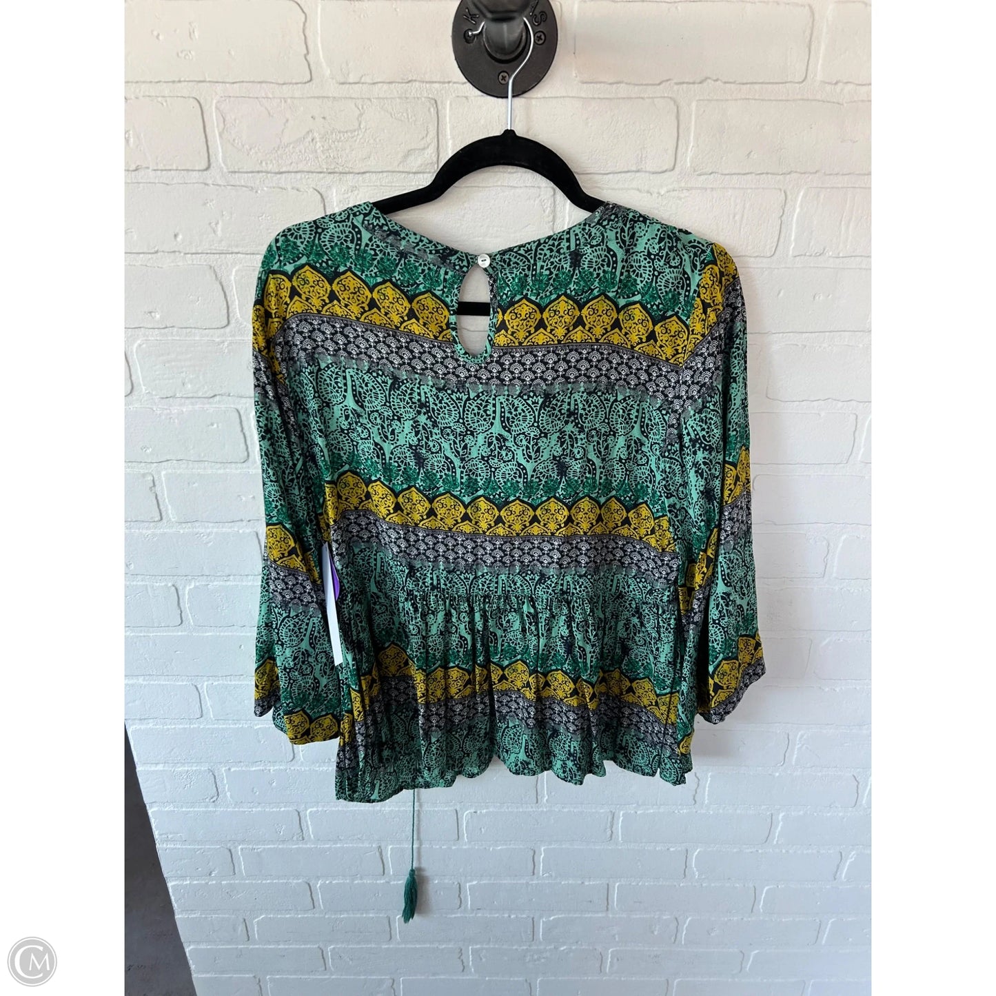 Top Long Sleeve By World Market In Green & Yellow, Size: S