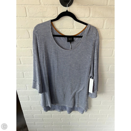 Top Long Sleeve By W5 In Blue & White, Size: 3x