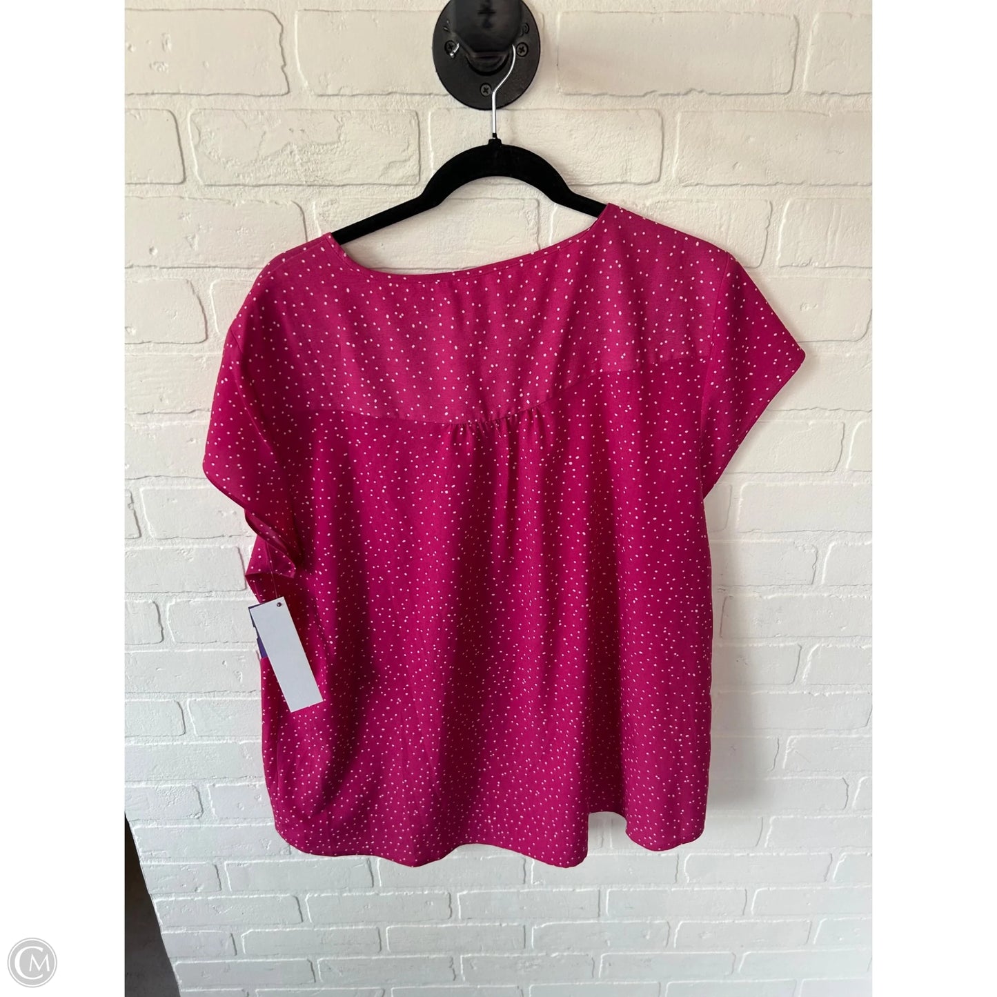 Top Short Sleeve By Croft And Barrow In Pink & White, Size: Xxl