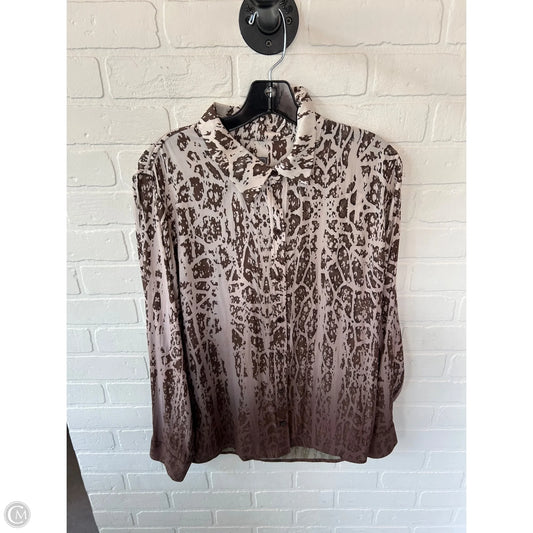 Top Long Sleeve By Johnston & Murphy In Brown & Cream, Size: Xl