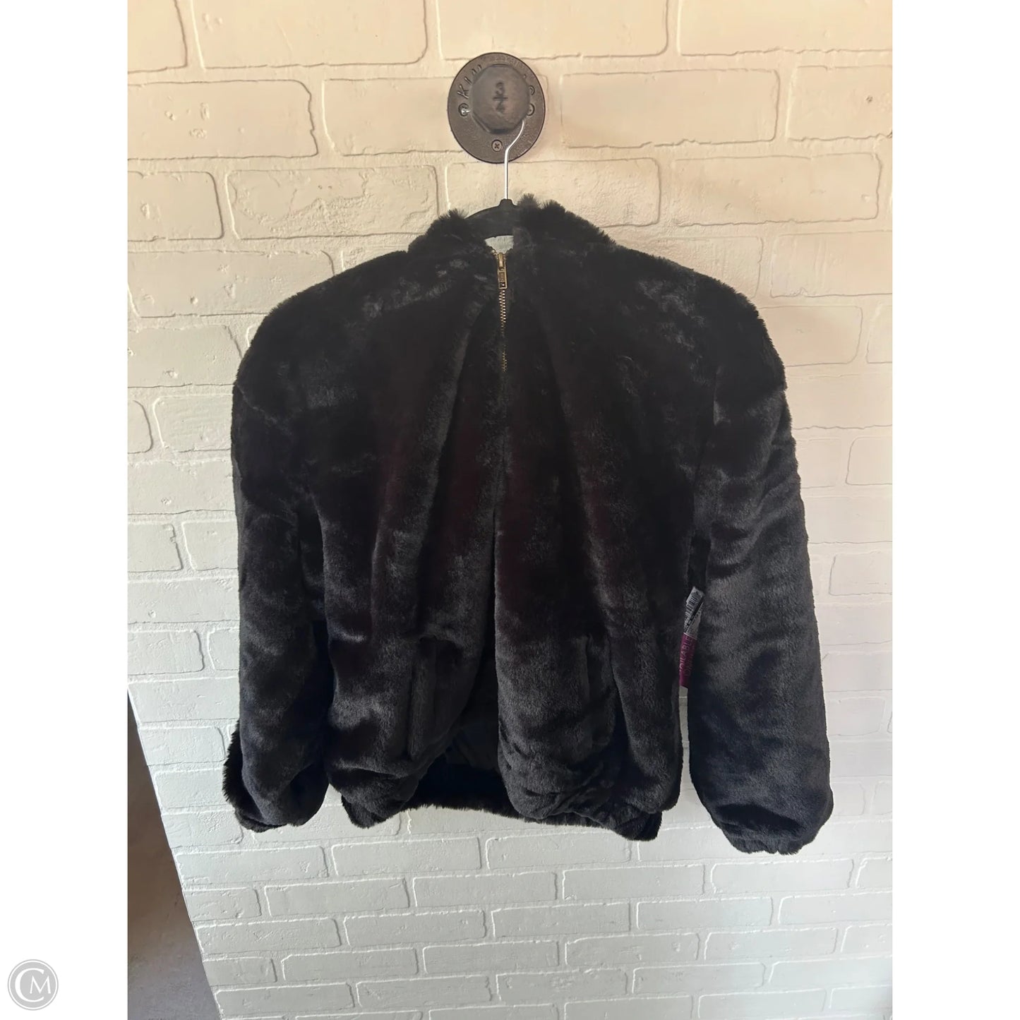 Jacket Faux Fur & Sherpa By Time And Tru In Black, Size: S