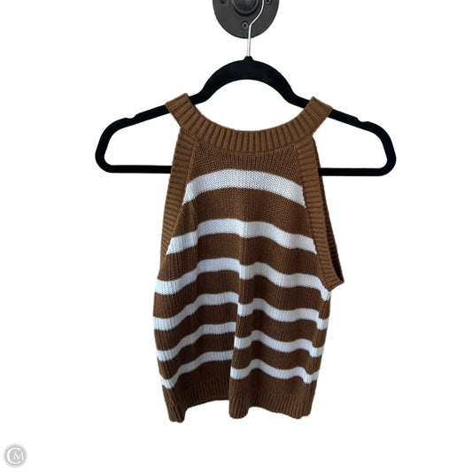 Vest Sweater By Old Navy In Brown & White, Size: M