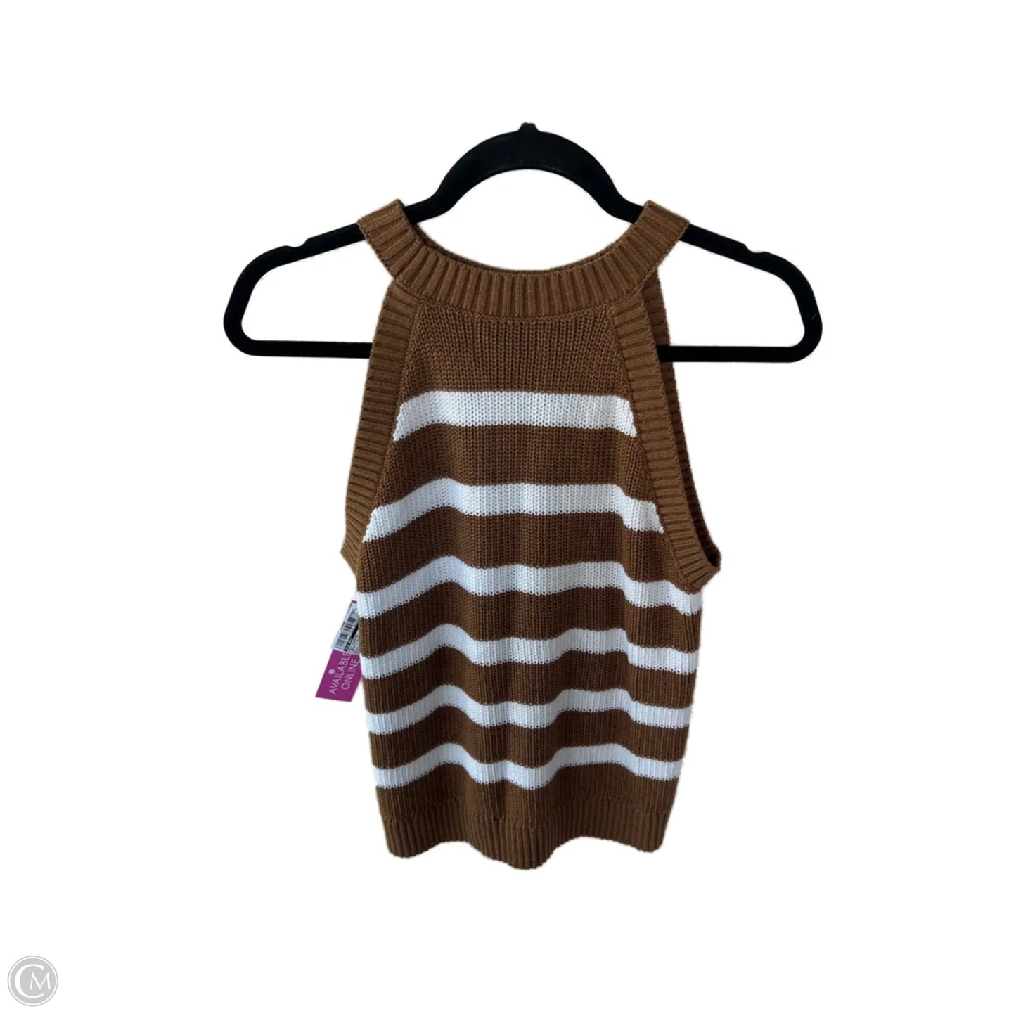Vest Sweater By Old Navy In Brown & White, Size: M