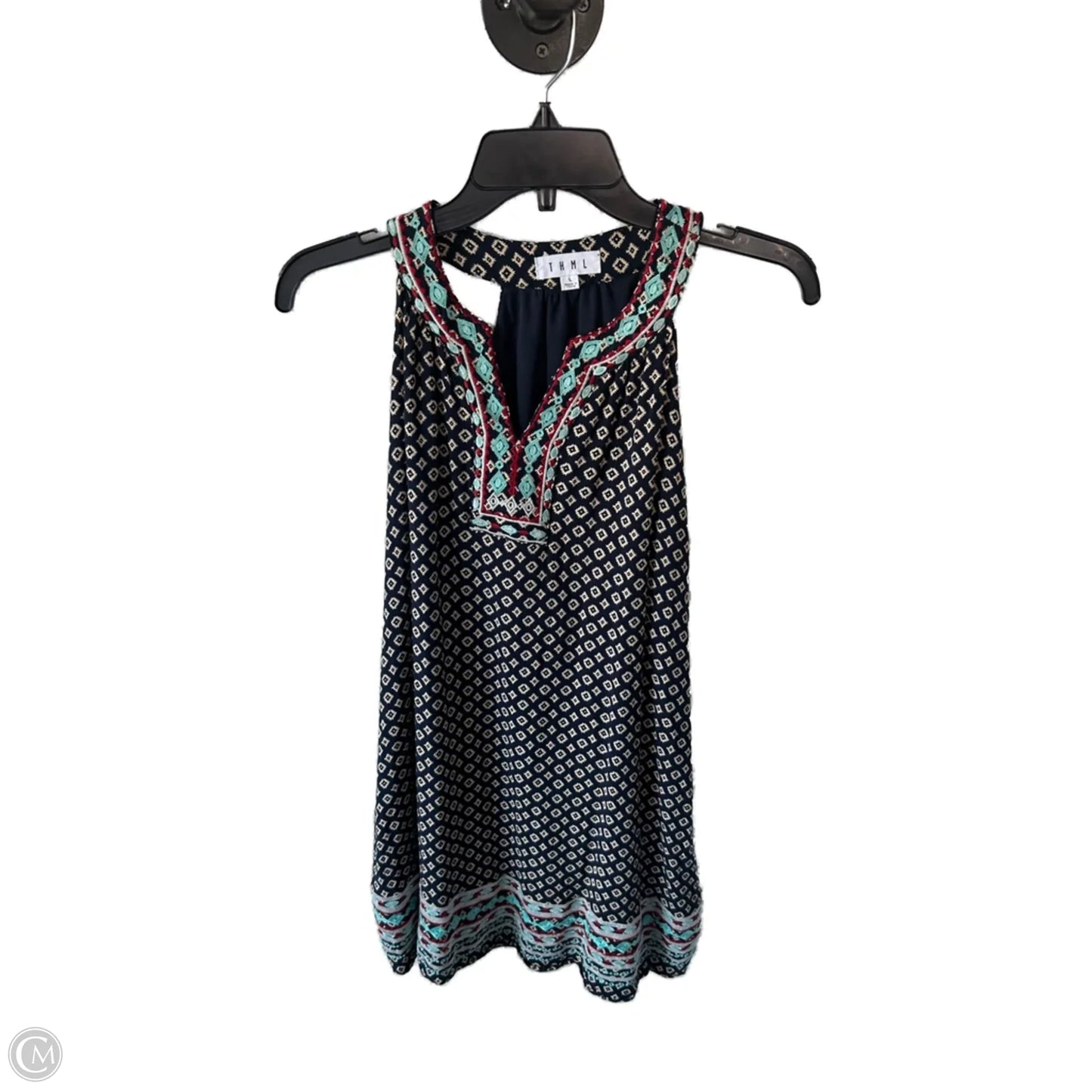 Dress Casual Short By Thml In Blue & Cream, Size: L