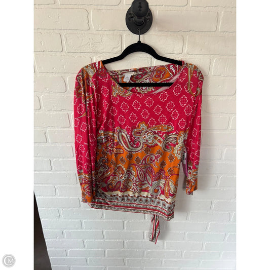Top Long Sleeve By Chicos In Orange & Pink, Size: M