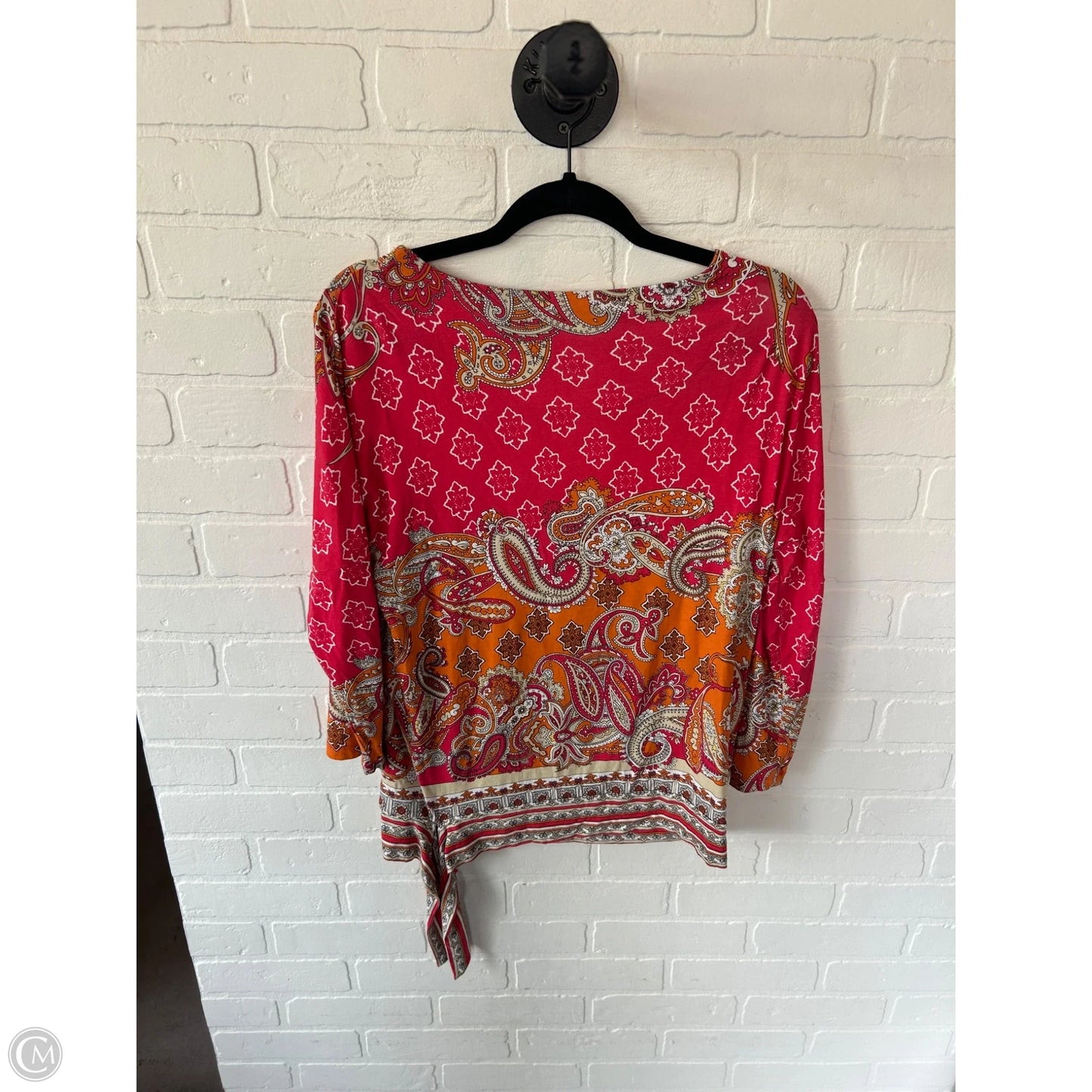 Top Long Sleeve By Chicos In Orange & Pink, Size: M