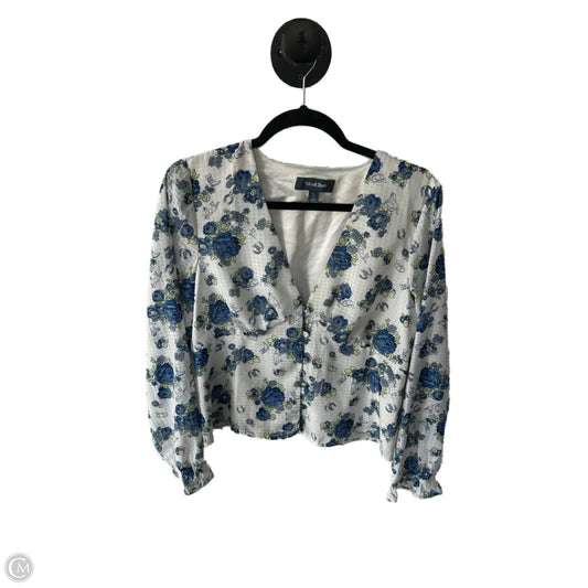 Top Long Sleeve By Modcloth In Blue & White, Size: L