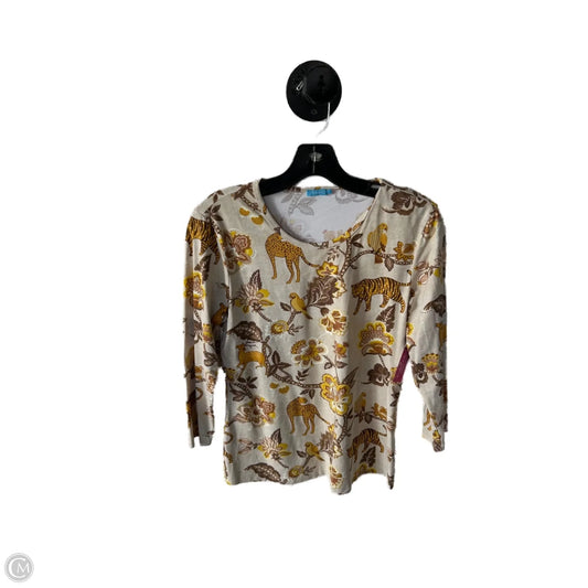 Top 3/4 Sleeve By J Mclaughlin In Tan & Yellow, Size: M