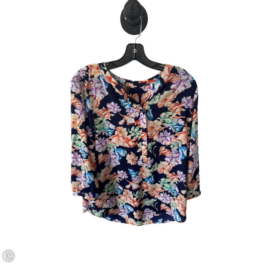 Top 3/4 Sleeve By Not Your Daughters Jeans In Blue & Orange, Size: S