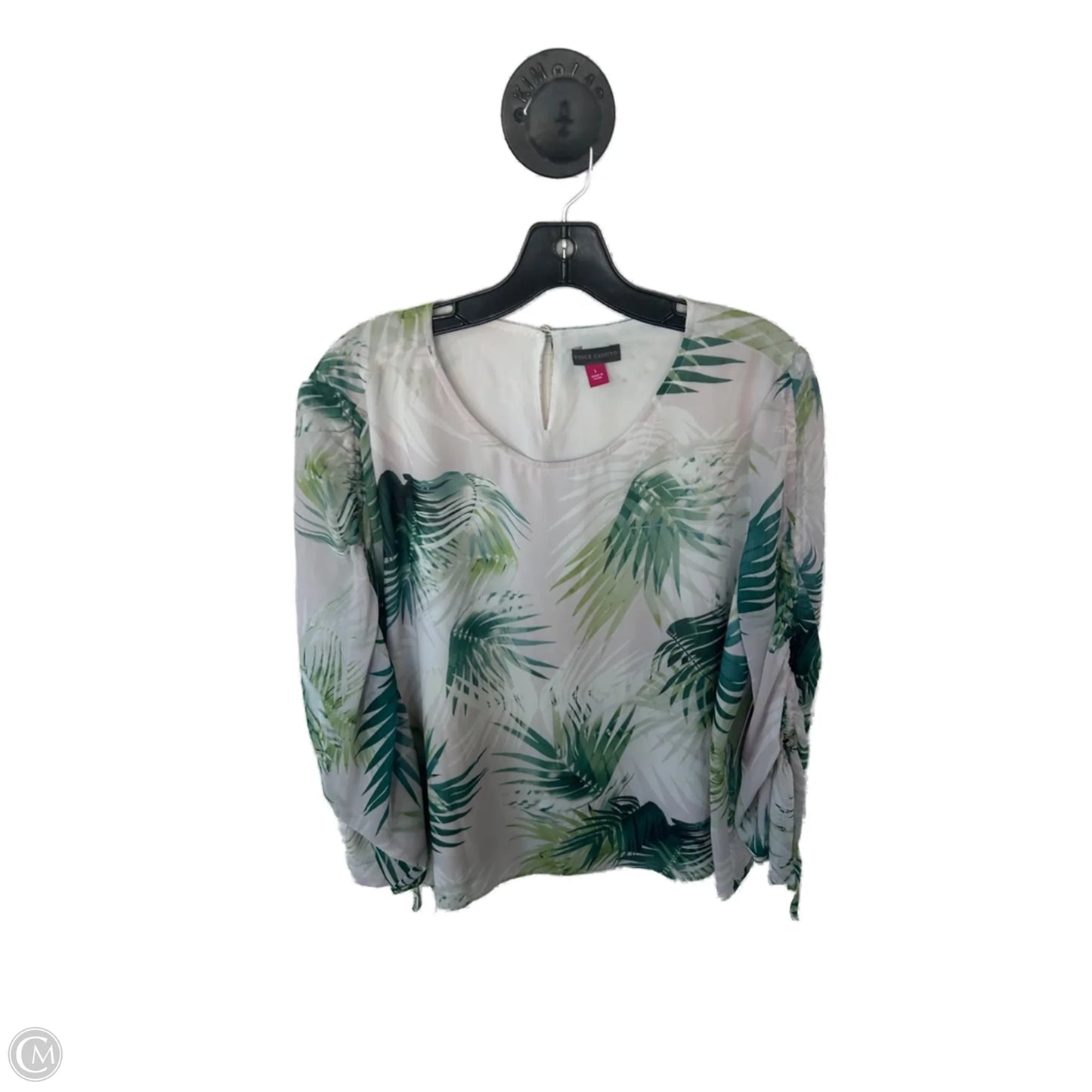 Top Long Sleeve By Vince Camuto In Green & Tan, Size: L