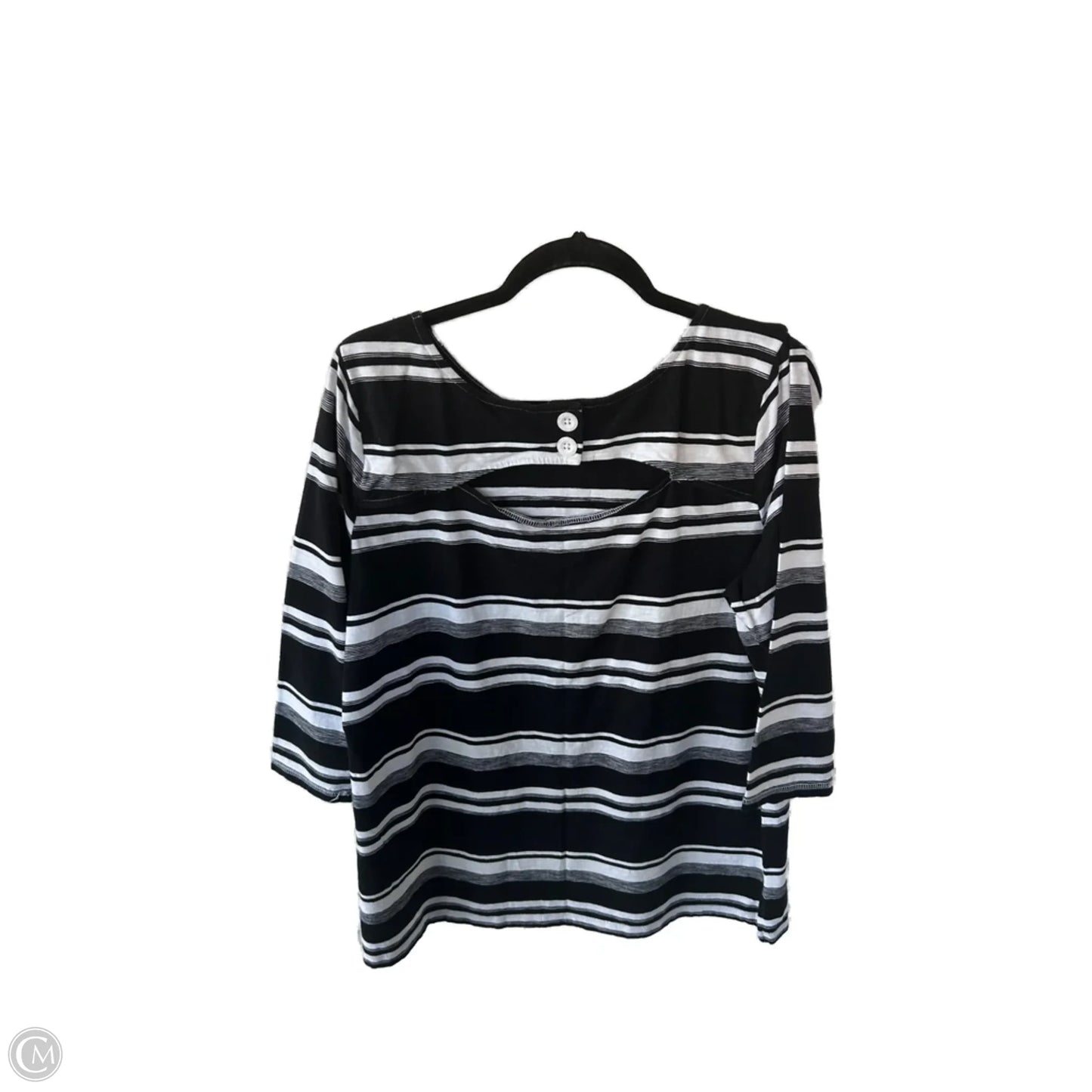 Top 3/4 Sleeve Basic By Talbots In Black & White, Size: 1x
