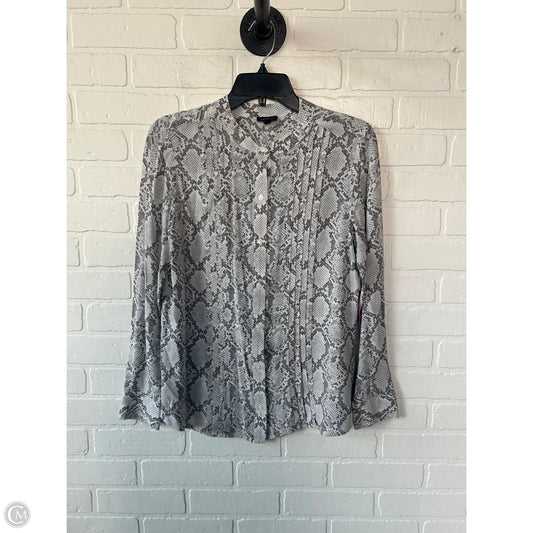 Top Long Sleeve By Talbots In Grey & White, Size: S