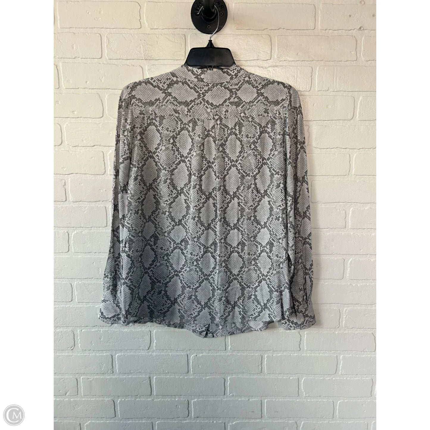 Top Long Sleeve By Talbots In Grey & White, Size: S