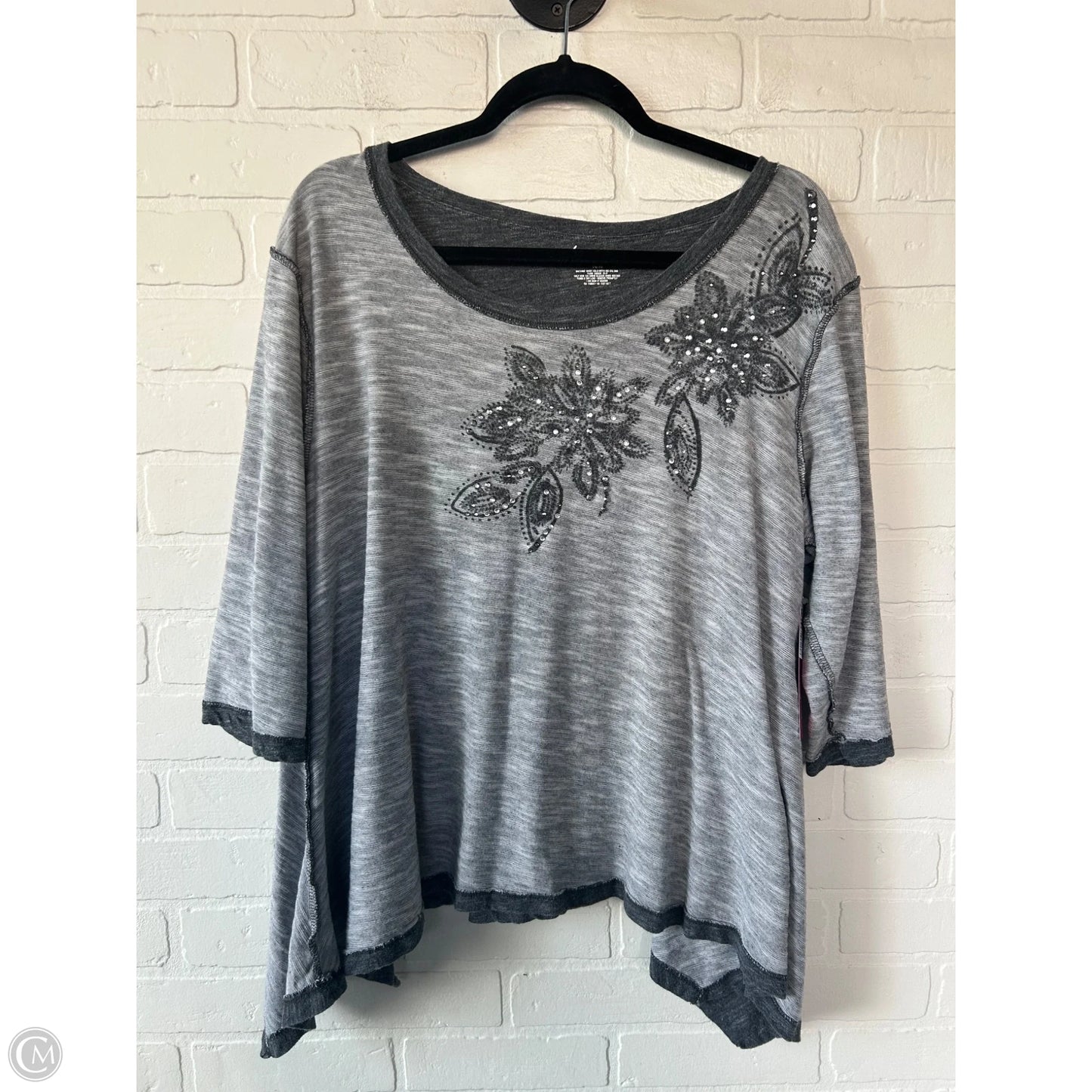 Top 3/4 Sleeve By Lane Bryant In Grey, Size: L