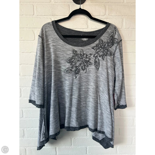 Top 3/4 Sleeve By Lane Bryant In Grey, Size: L