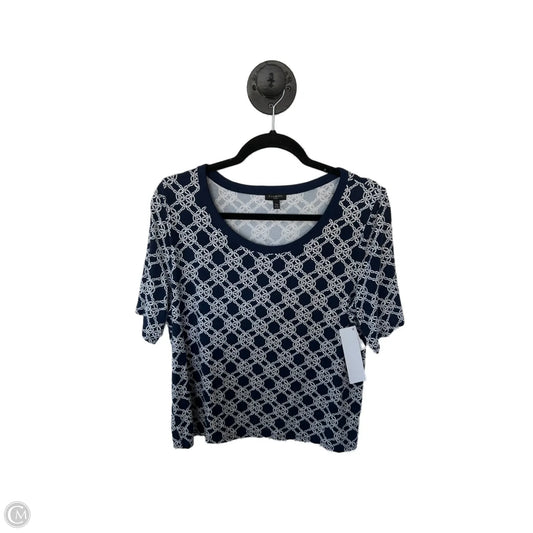 Top Short Sleeve By Talbots In Blue & White, Size: Xlp