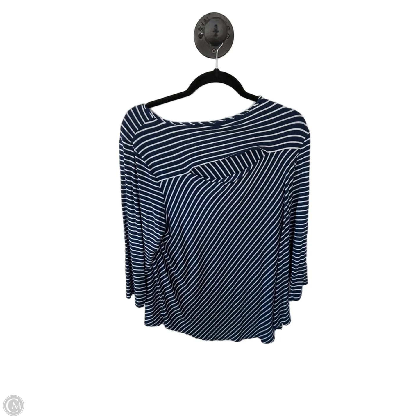 Top 3/4 Sleeve Basic By Chicos In Blue & White, Size: L