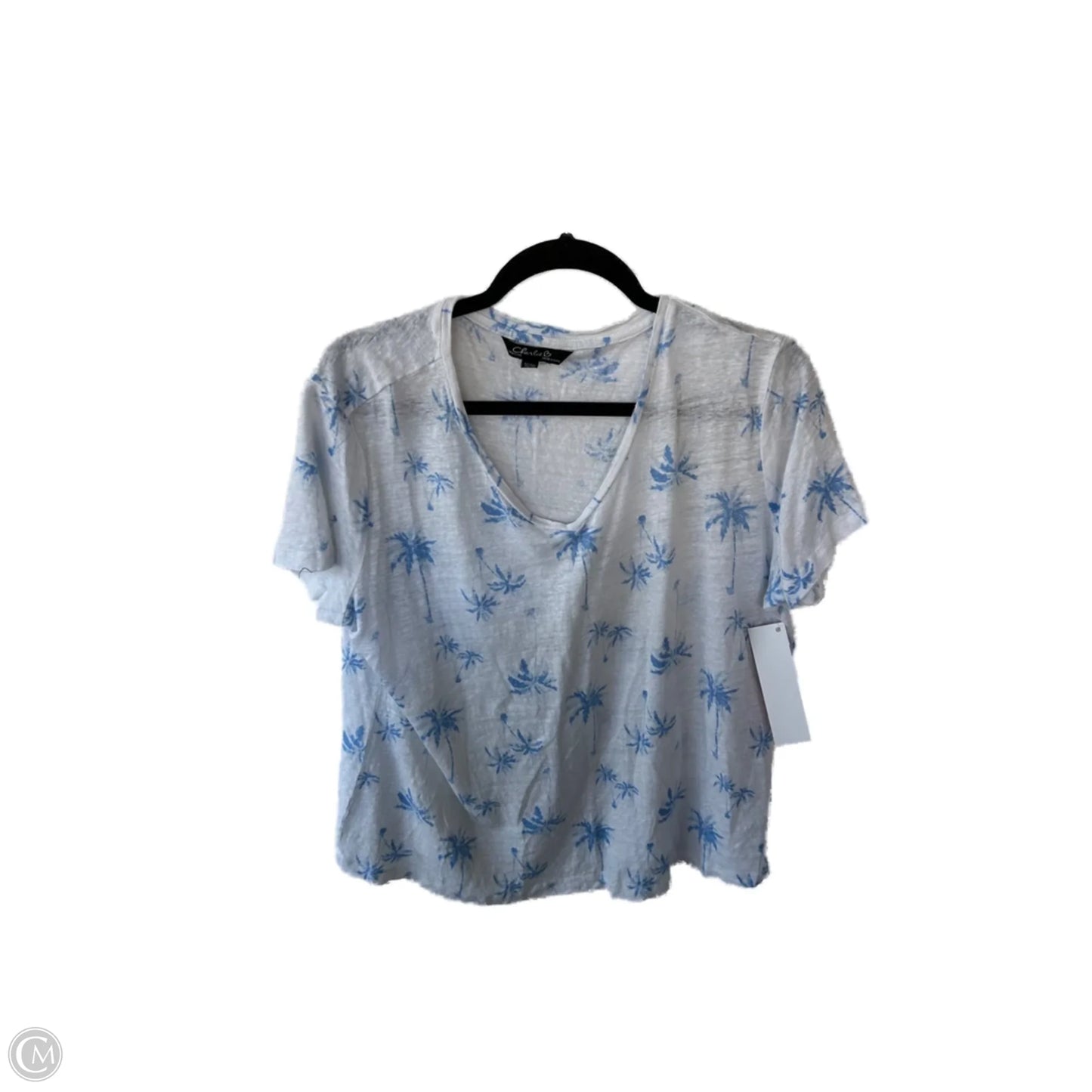 Top Short Sleeve Basic By Charlie B In Blue & White, Size: Xl