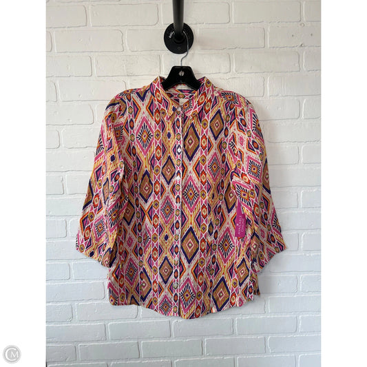 Top 3/4 Sleeve By Chicos In Pink & Purple, Size: S