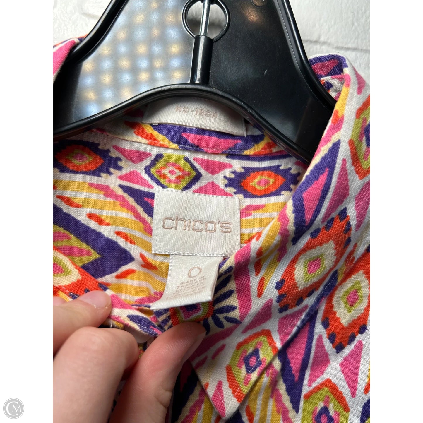 Top 3/4 Sleeve By Chicos In Pink & Purple, Size: S