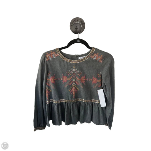 Top Long Sleeve By Thml In Grey & Pink, Size: S