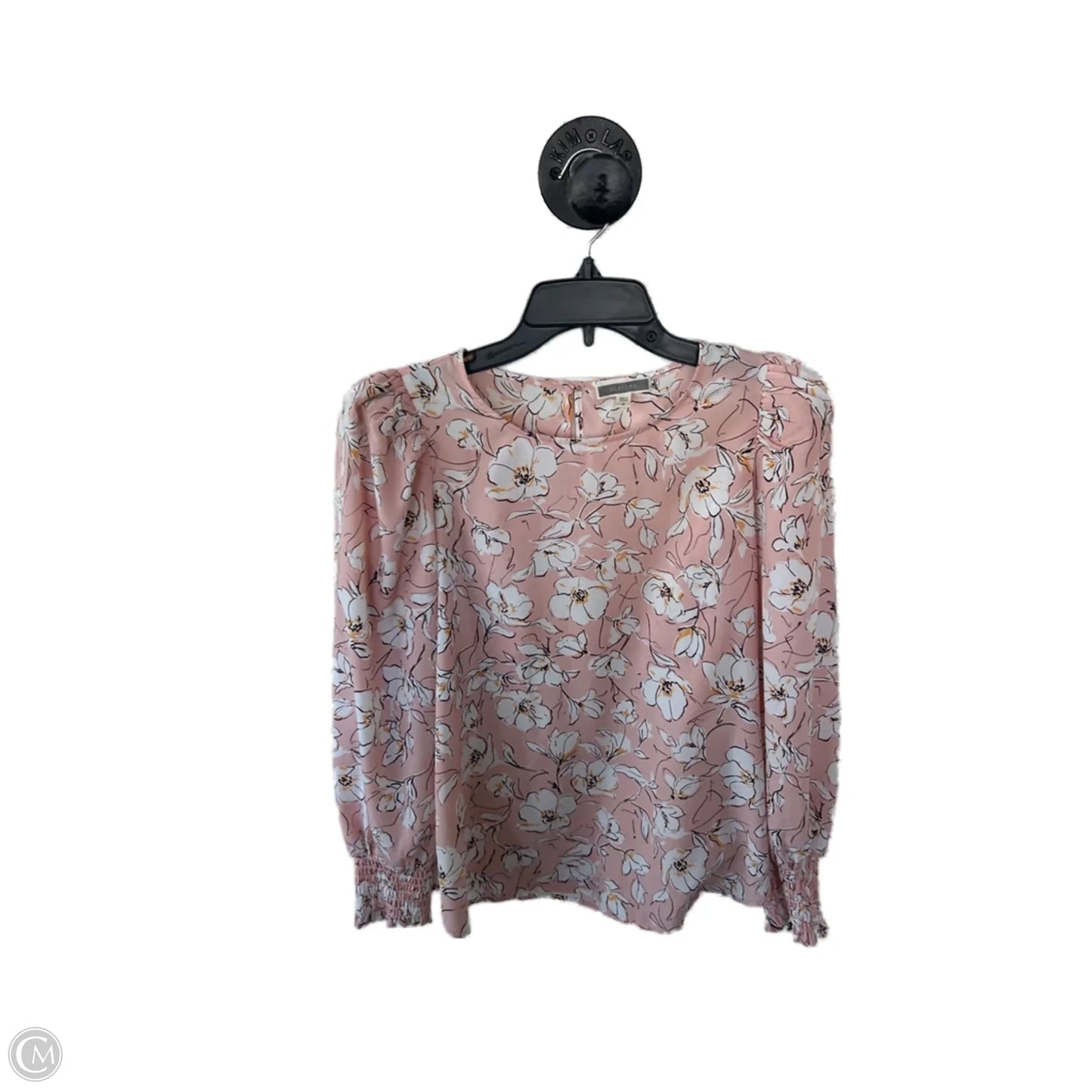 Top Long Sleeve By Pleione In Pink & White, Size: S