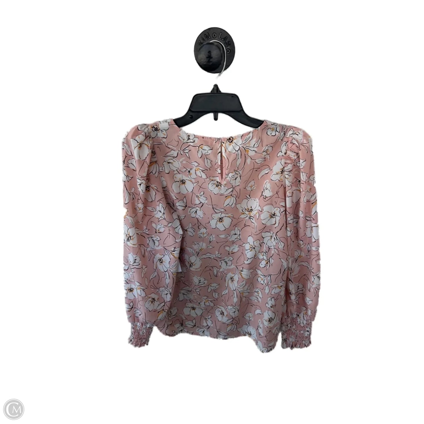 Top Long Sleeve By Pleione In Pink & White, Size: S