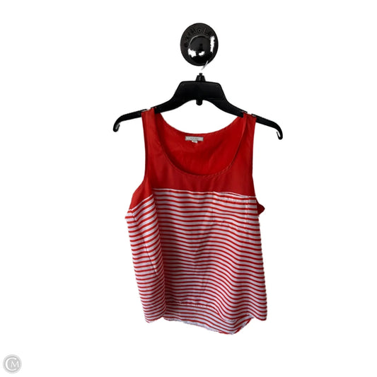 Top Sleeveless By Pleione In Orange & White, Size: S